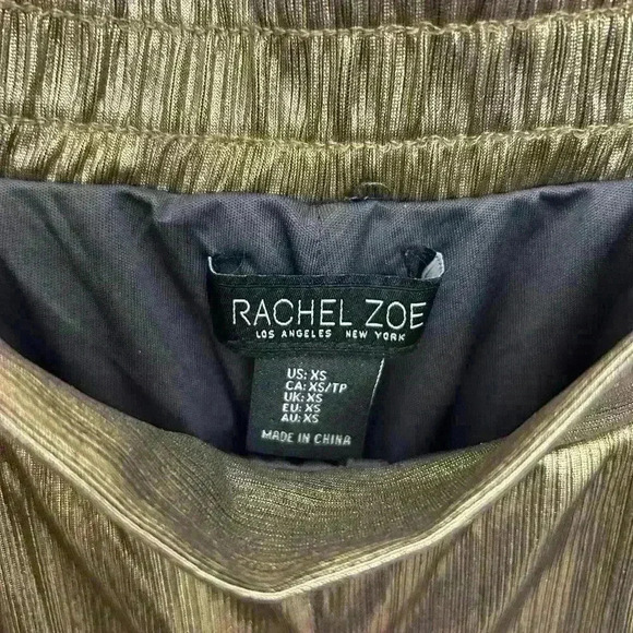 Rachel Zoe Gold Metallic Women Elastic Waist Stretch Wide Leg Pants Size XS NWT - Picture 4 of 6